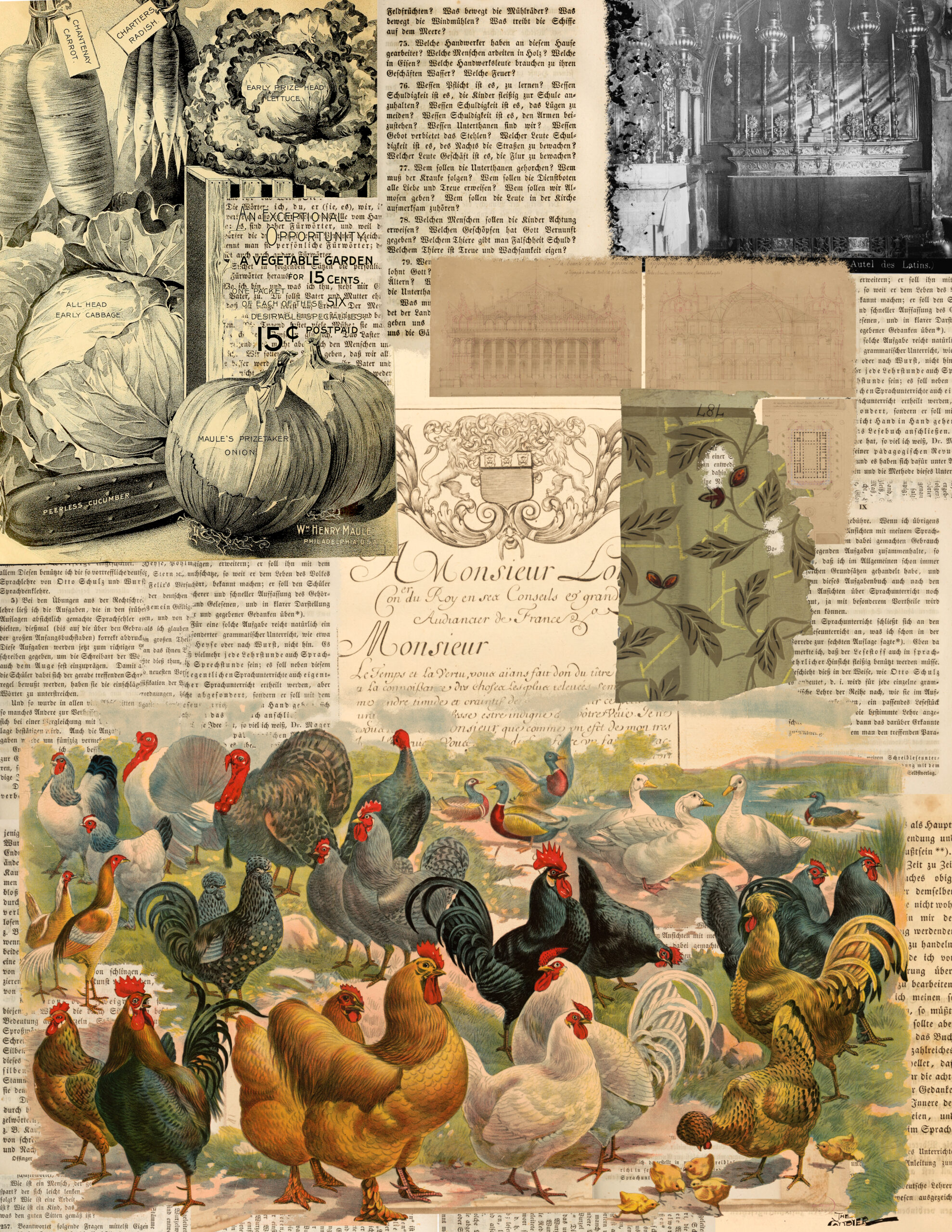 Roosters Chilling Junk Journal Page