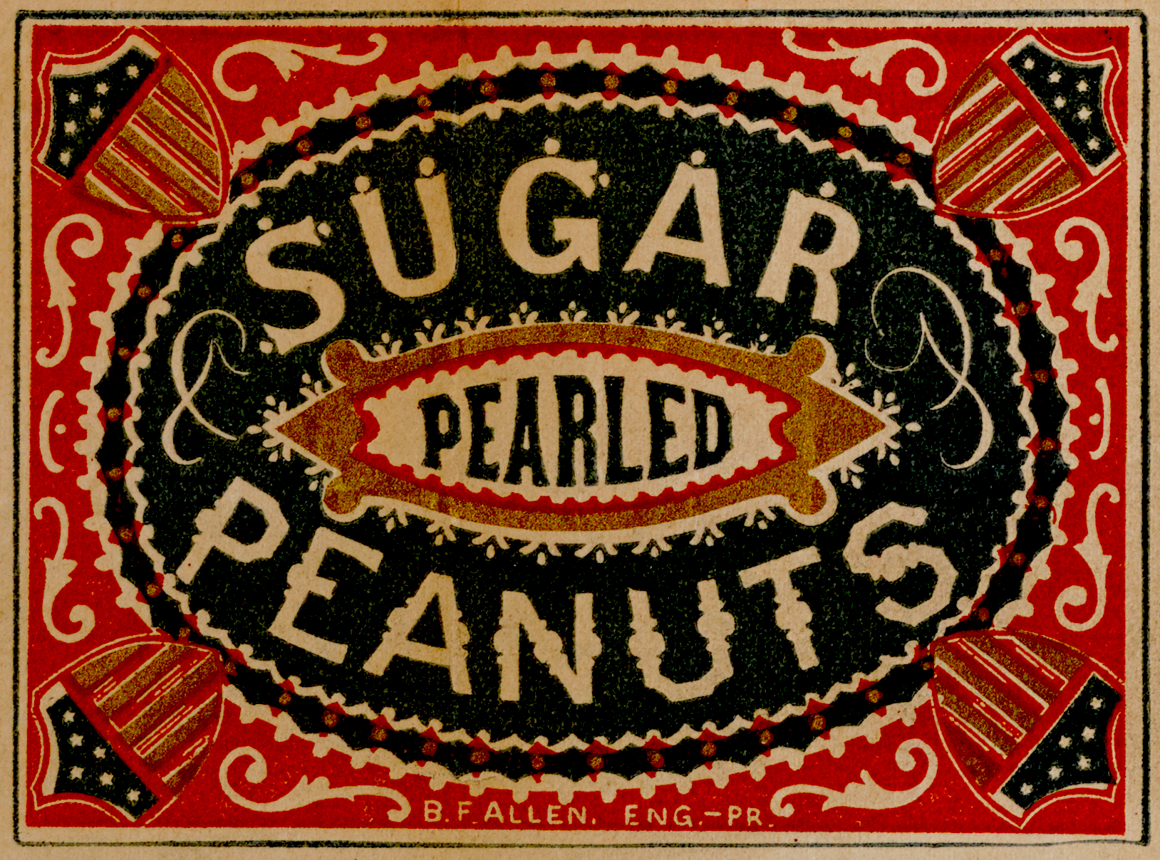 Sugar Pearled Peanuts BF Allen Label