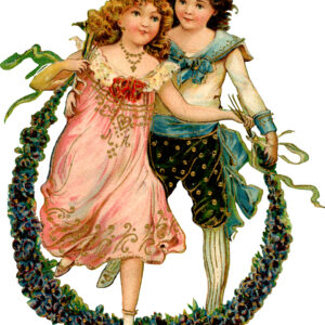 Children with Flower Rope Victorian Die Cut w/Sample