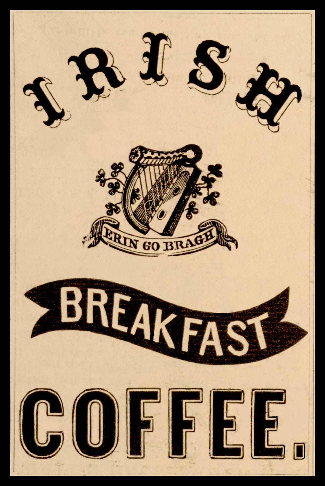 Irish Breakfast Coffee Label w/Sample