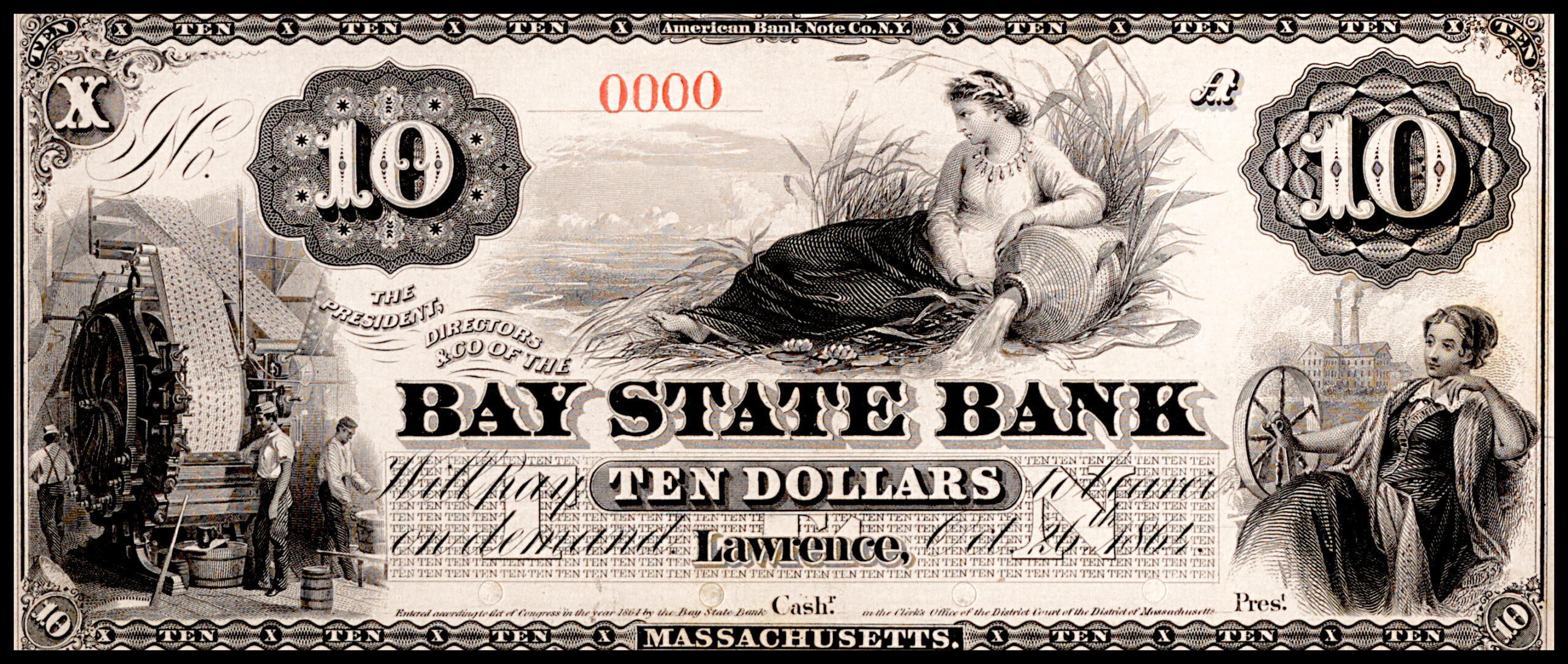 Bay State Bank $10 Note w/Sample