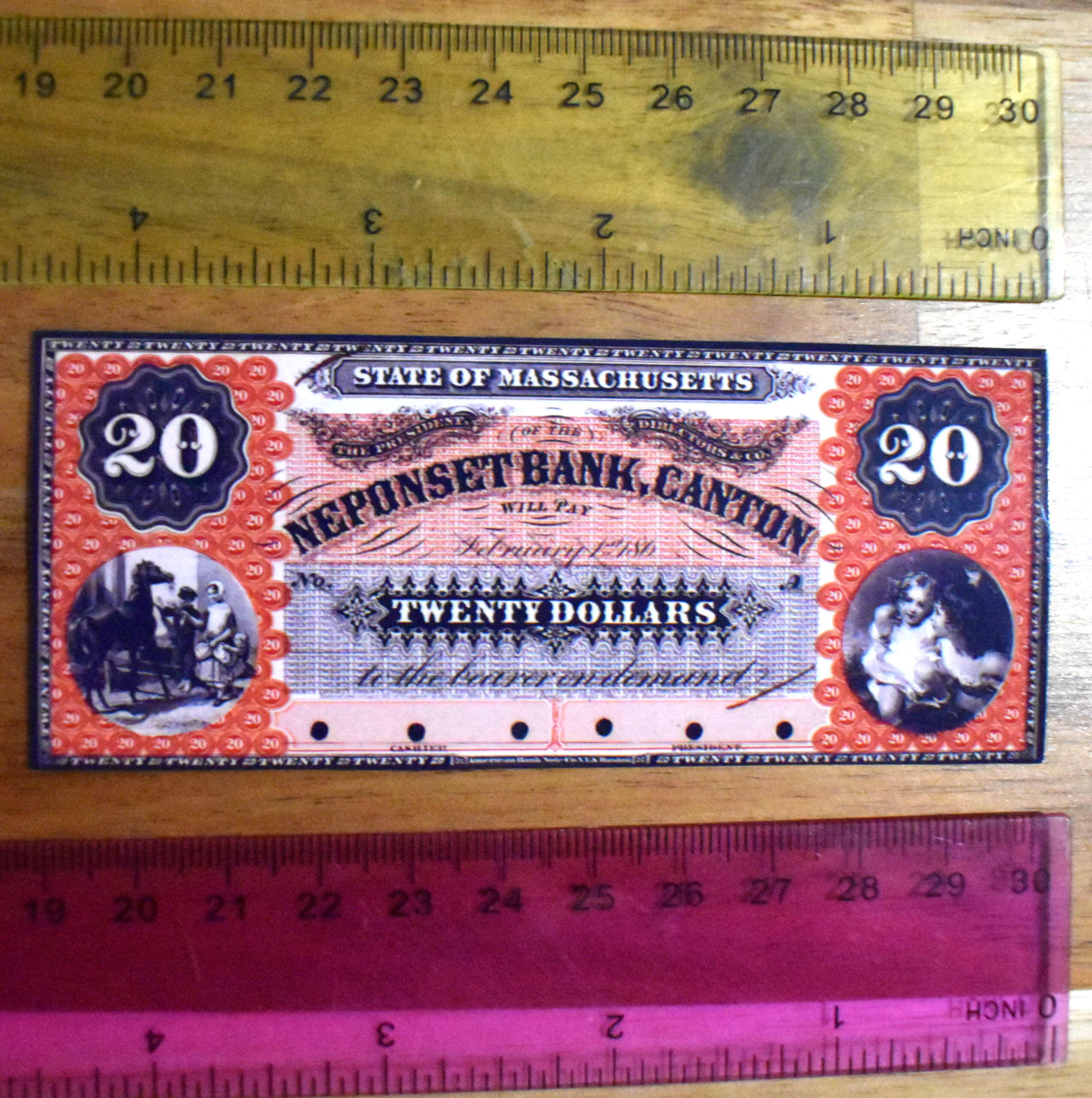 Neponset Bank $20 Note w/Sample - Image 2
