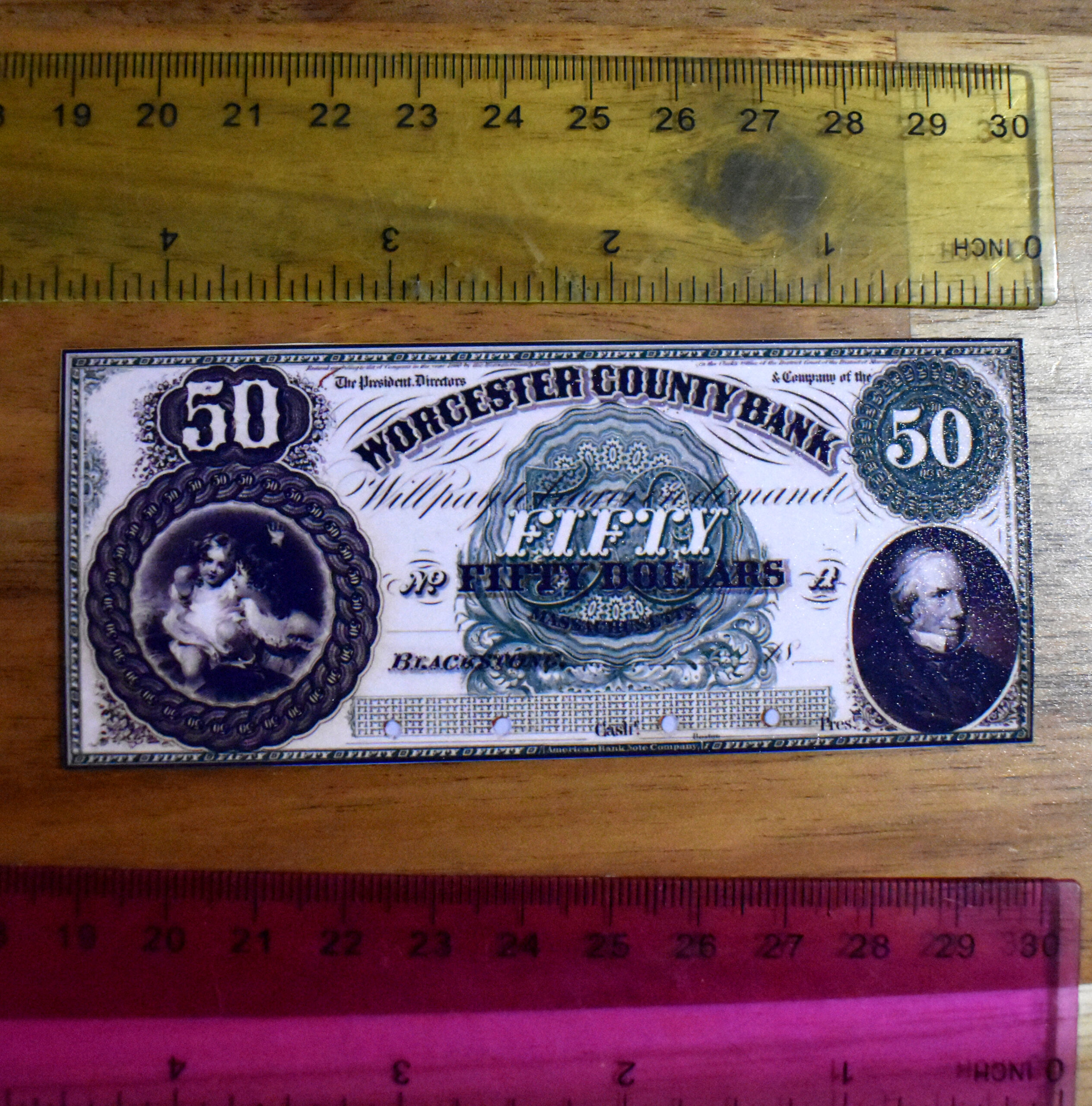 Worcester County Bank $50 Note w/Sample - Image 2