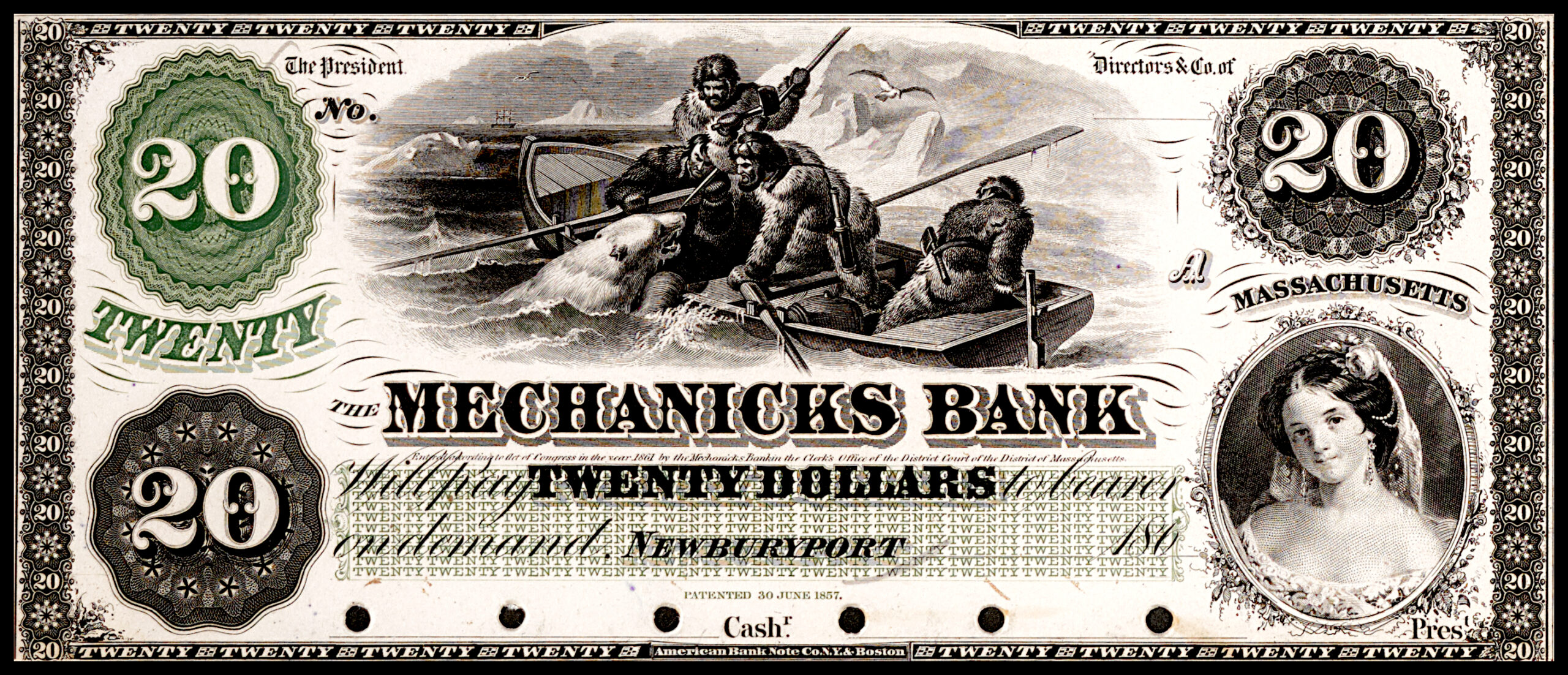 Mechanicks Bank $20 Note w/Sample
