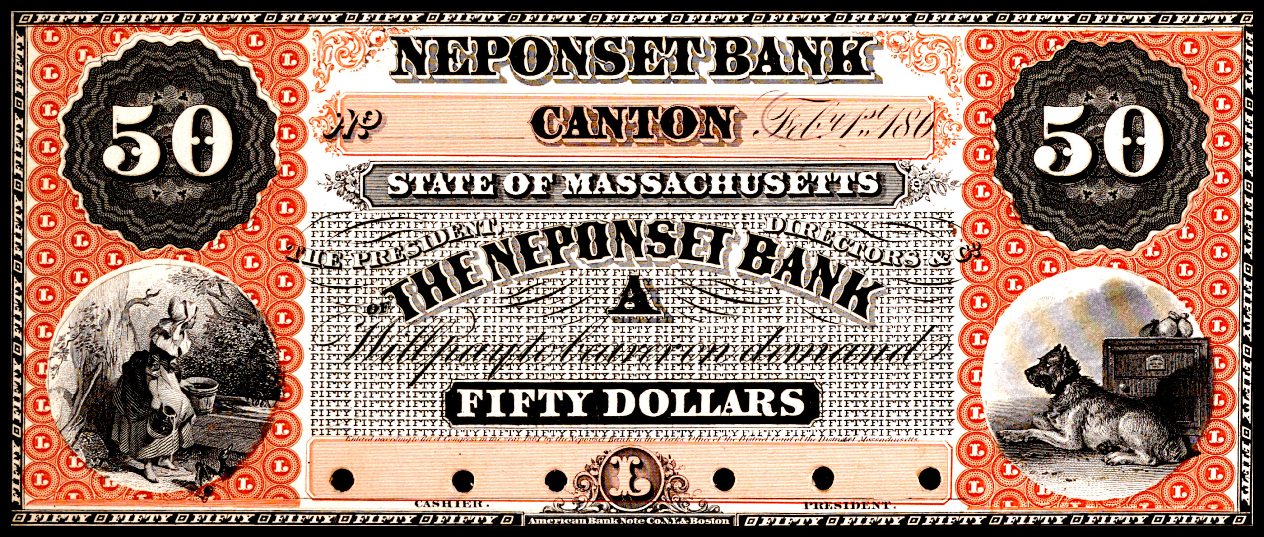 Neponset Bank $50 Note w/Sample