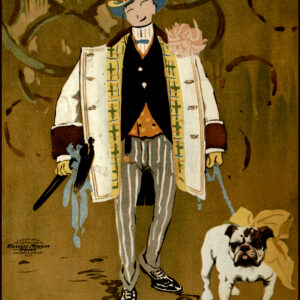 Dog Walker Victorian Picture Card