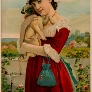 Girl with Pug Victorian Trade Card
