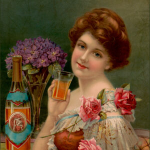 Woman Enjoying an Orange Drink Victorian Picture Card