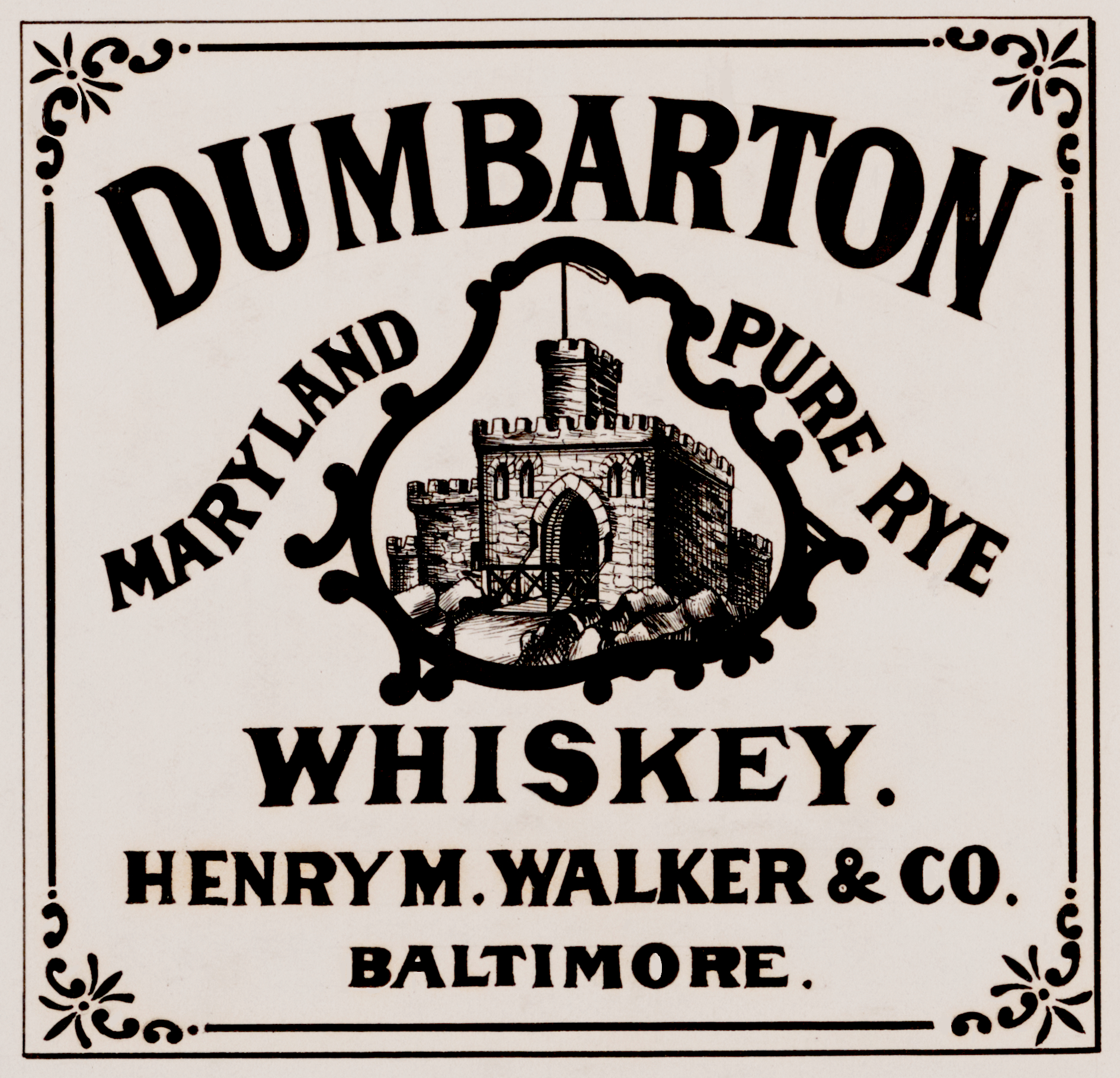 Henry Walker Dumbarton Pure Rye Whiskey Baltimore Maryland Label
